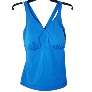 Lands' End Swim Blue X-Back Tankini Swimsuit Top 12DDD
